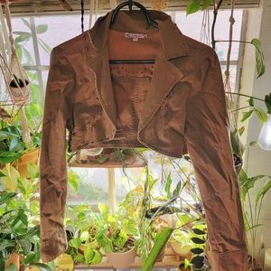 Brown Studded Crop Jacket